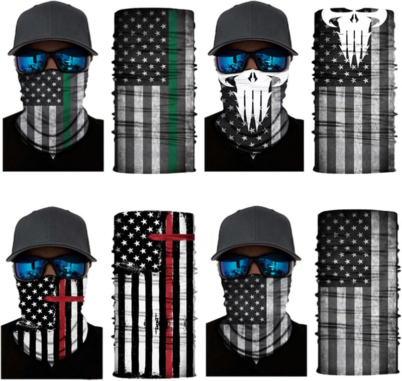 WYSUMMER 8PCS Scarves Bandanas Face Tube Black Headband, Motorcycle Multi Function Headwear Hat Scarf Neck Warmer Balaclava - Image 3